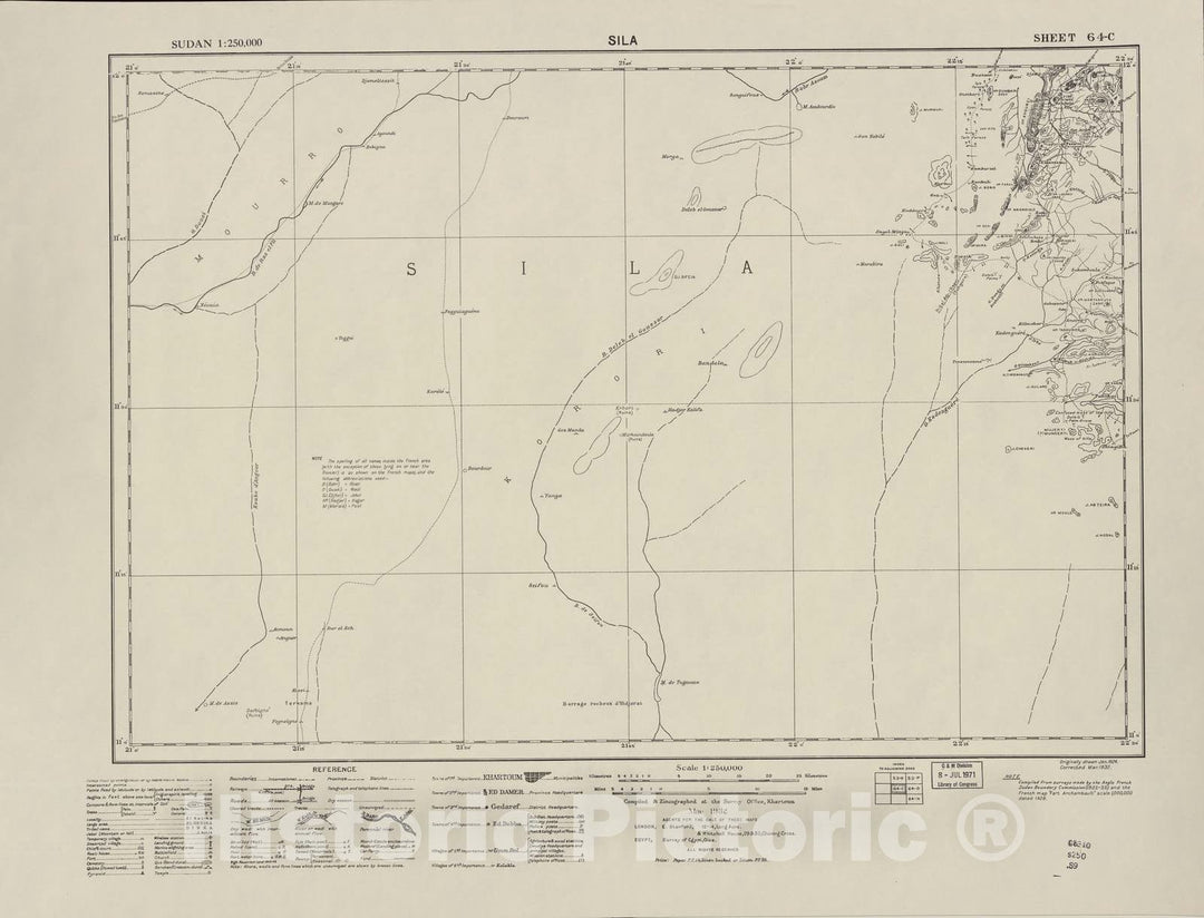 Historic 1909 Map - Sudan 1:250,000 - Sila Sheet 64-C Mar 1932 - Anglo-Egyptian Sudan