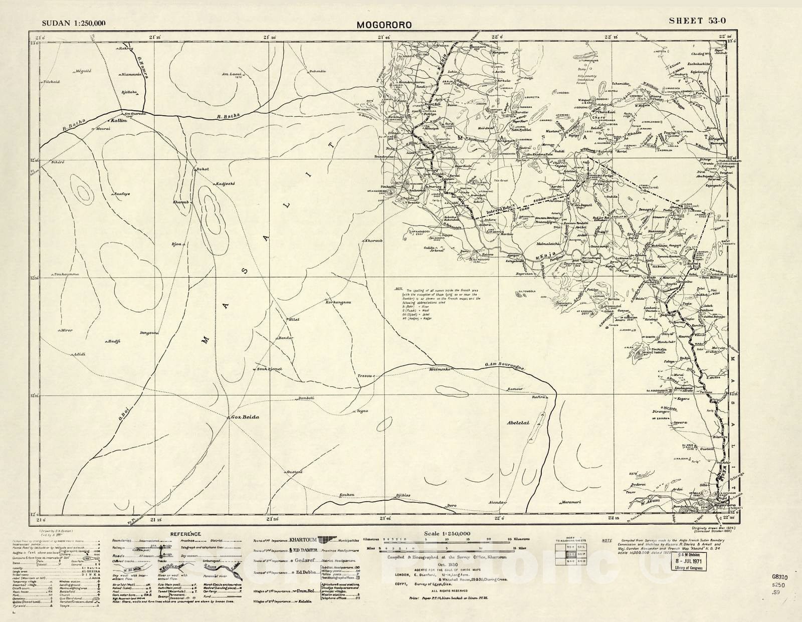 Historic 1909 Map - Sudan 1:250,000 - Mogororo Sheet 53-O Oct 1930 - Anglo-Egyptian Sudan