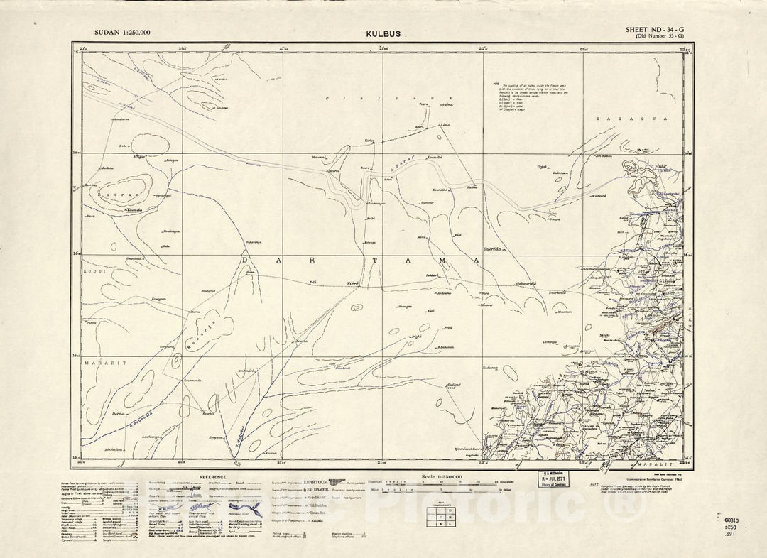 Historic 1909 Map - Sudan 1:250,000 - Kulbus Sheet ND-34-G (Old Number 53-G) - Anglo-Egyptian Sudan