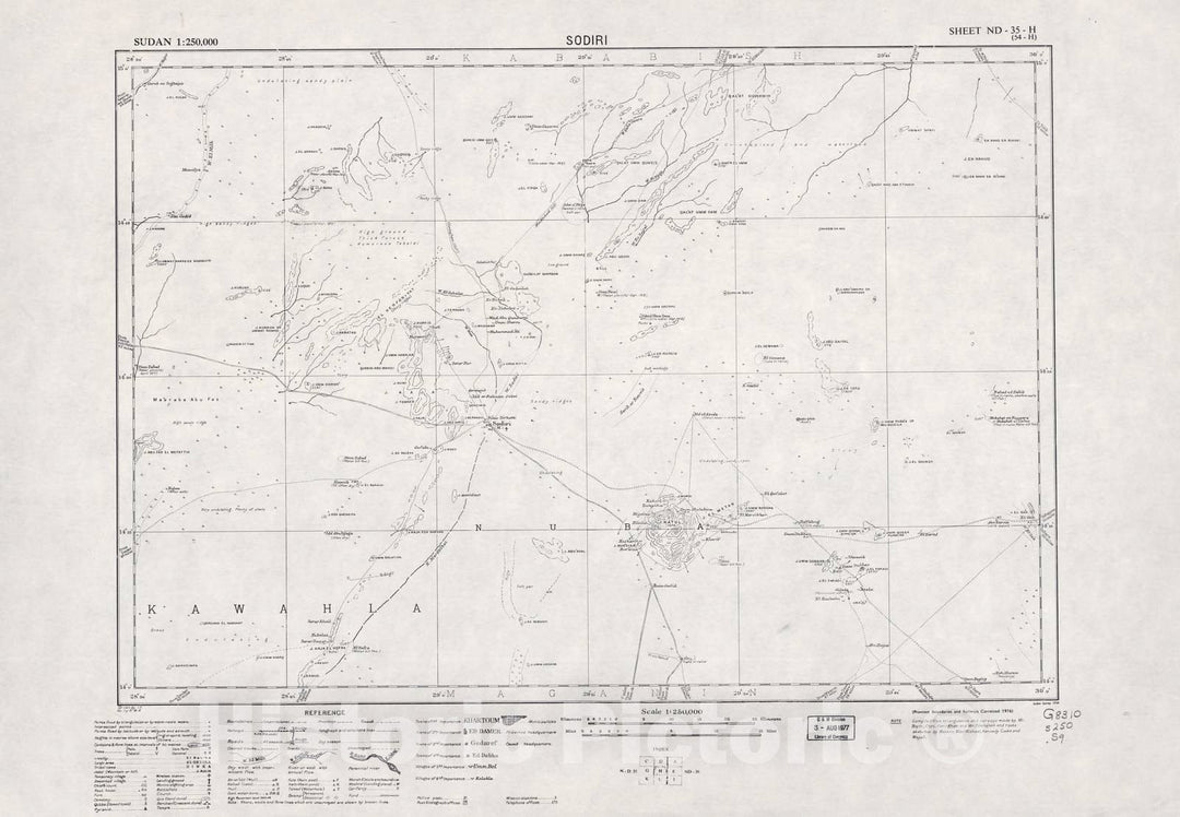 Historic 1909 Map - Sudan 1:250,000 - Sodiri Sheet ND-35-H (Old Number 54-H) 1934 - Anglo-Egyptian Sudan