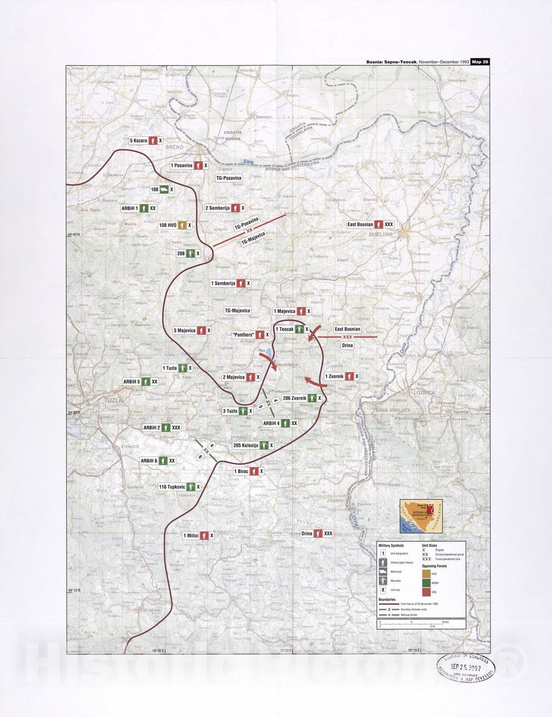 Historic 2002 Map - Balkan battlegrounds - Bosnia: Sapna-Teocak, November-December 1993