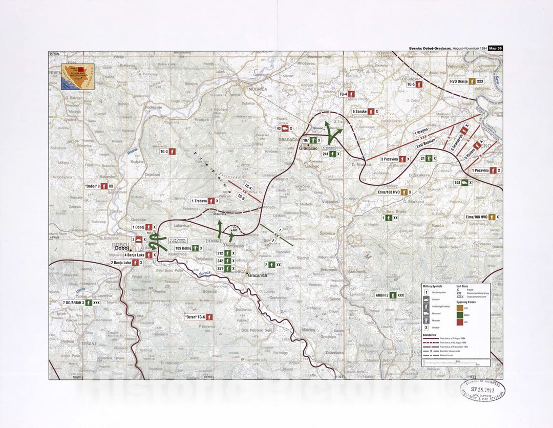 Historic 2002 Map - Balkan battlegrounds - Bosnia: Doboj-Gradacac, August-November 1994