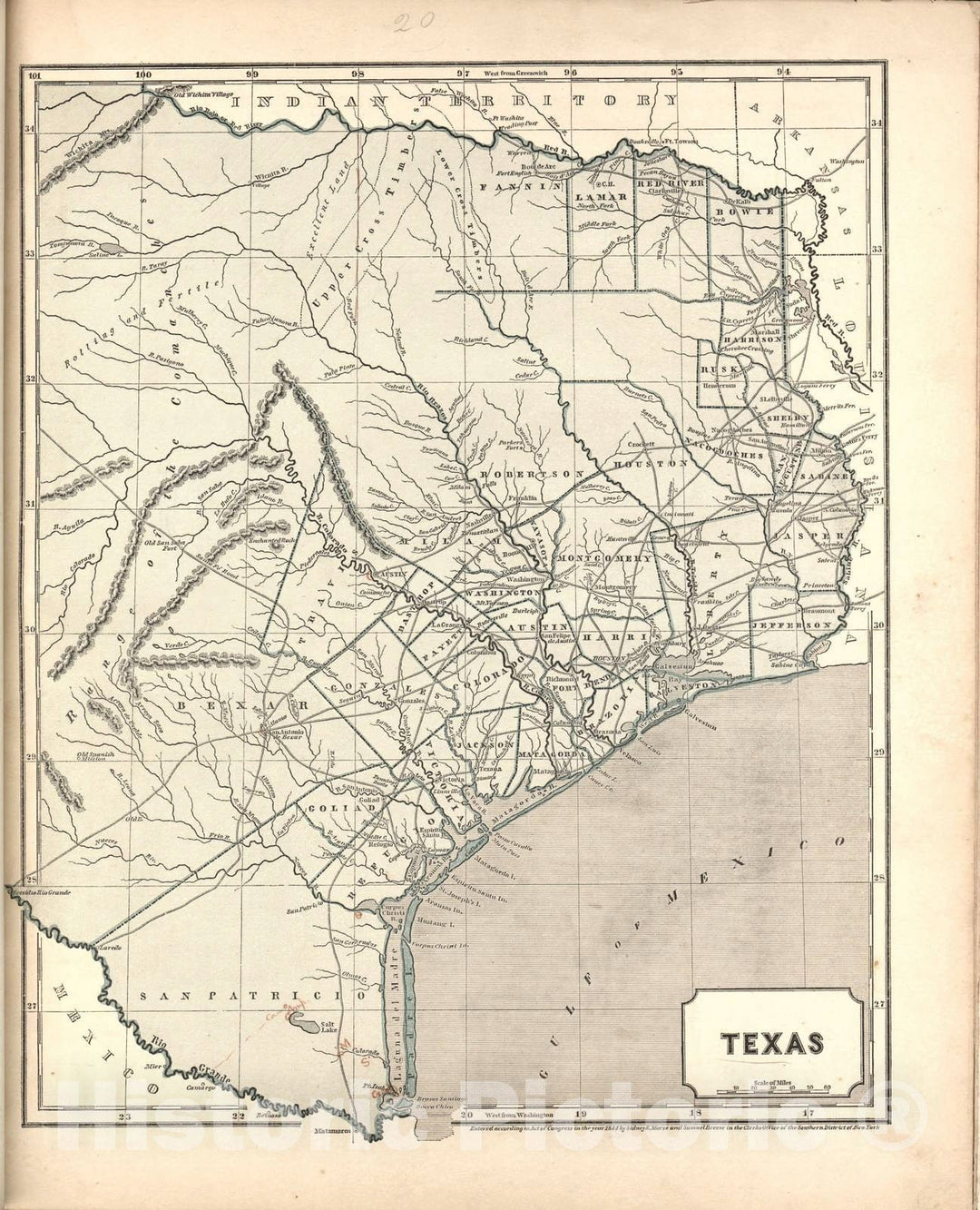 Historic 1842 Map - Morse's North American Atlas. - Texas - Morse's cerographic maps