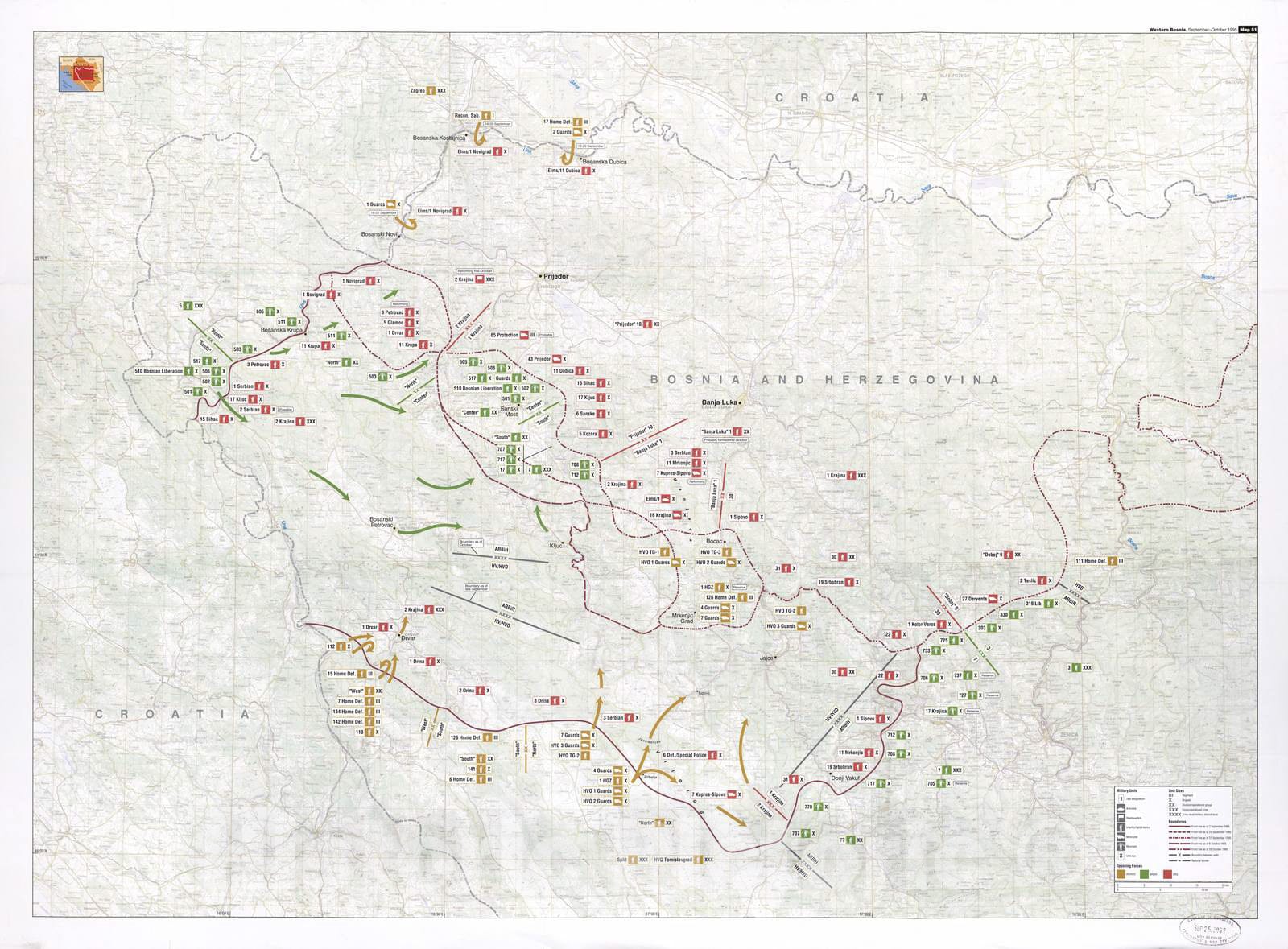 Historic 2002 Map - Balkan battlegrounds - Western Bosnia, September-October 1995