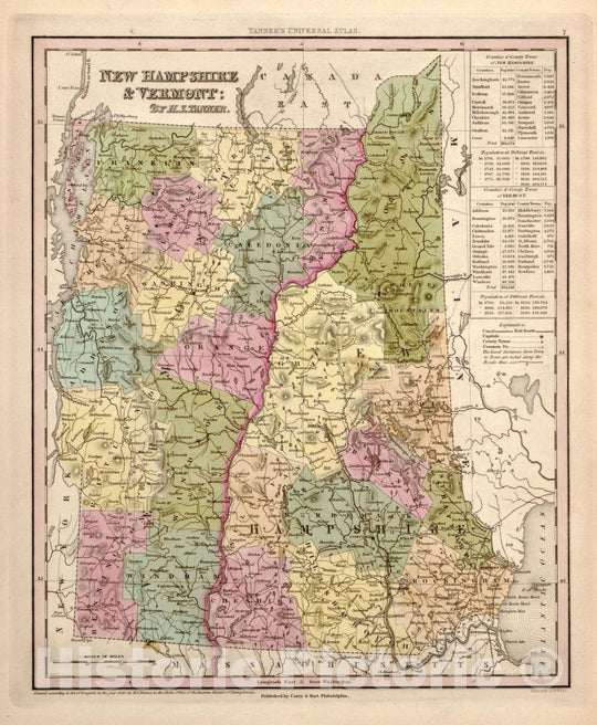 Historic 1844 Map - A New Universal Atlas, containing maps of The Various Empires, Kingdoms - Russia, in Asia and Tartary