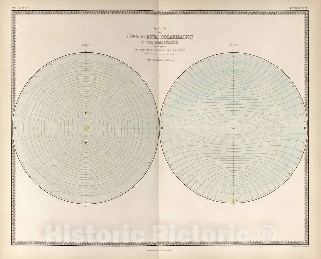 Historic 1848 Map - The Physical Atlas Illustrating The Geographical Distribution of Natural Phenomena - Ethnographic Map of Great Britain and Ireland