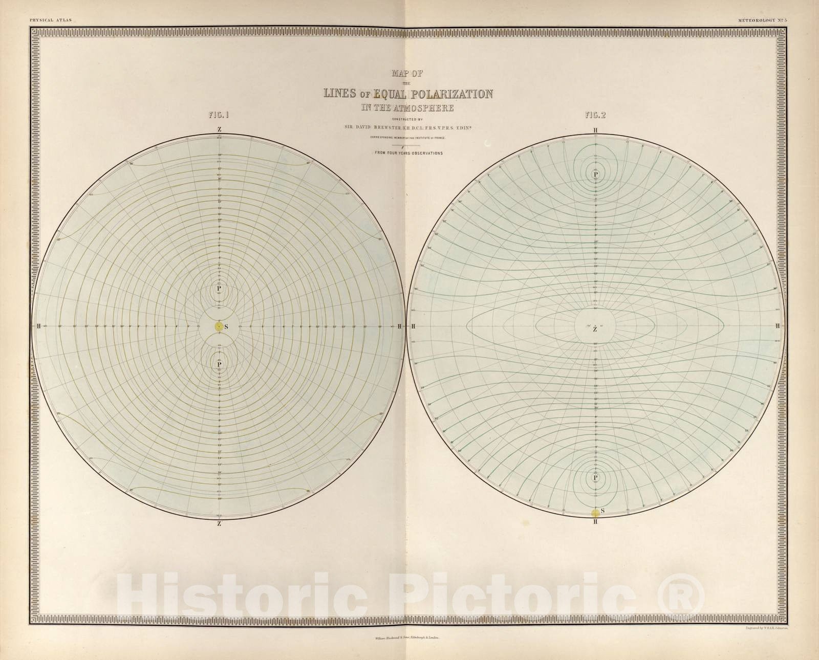 Historic 1848 Map - The Physical Atlas Illustrating The Geographical Distribution of Natural Phenomena - Ethnographic Map of Great Britain and Ireland