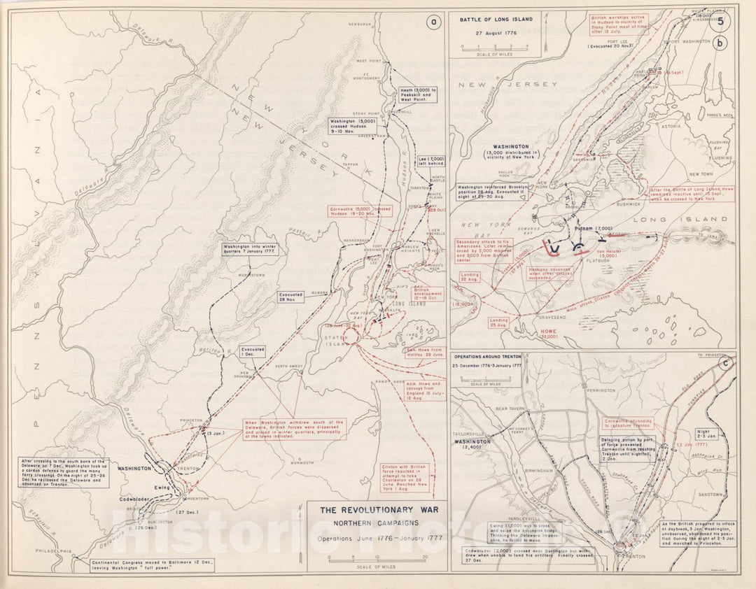 Historic 1959 Map - The West Point Atlas of American Wars - Revolutionary War - Pennsylvania and New Jersey