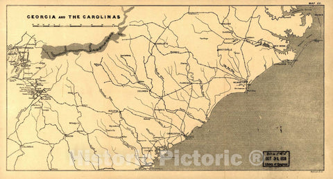 Historic 1905 Map - Maps, Wood's Civil War in The United States. - Georgia and The Carolinas (Map 12)