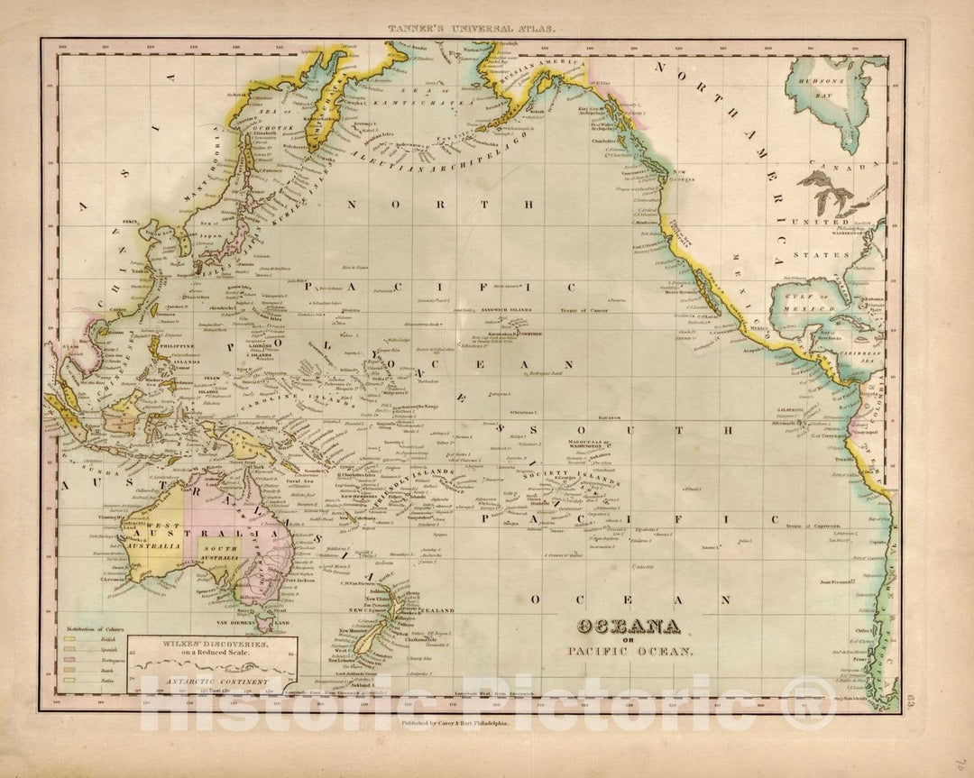 Historic 1844 Map - A New Universal Atlas, containing maps of The Various Empires, Kingdoms - Russia, in Asia and Tartary