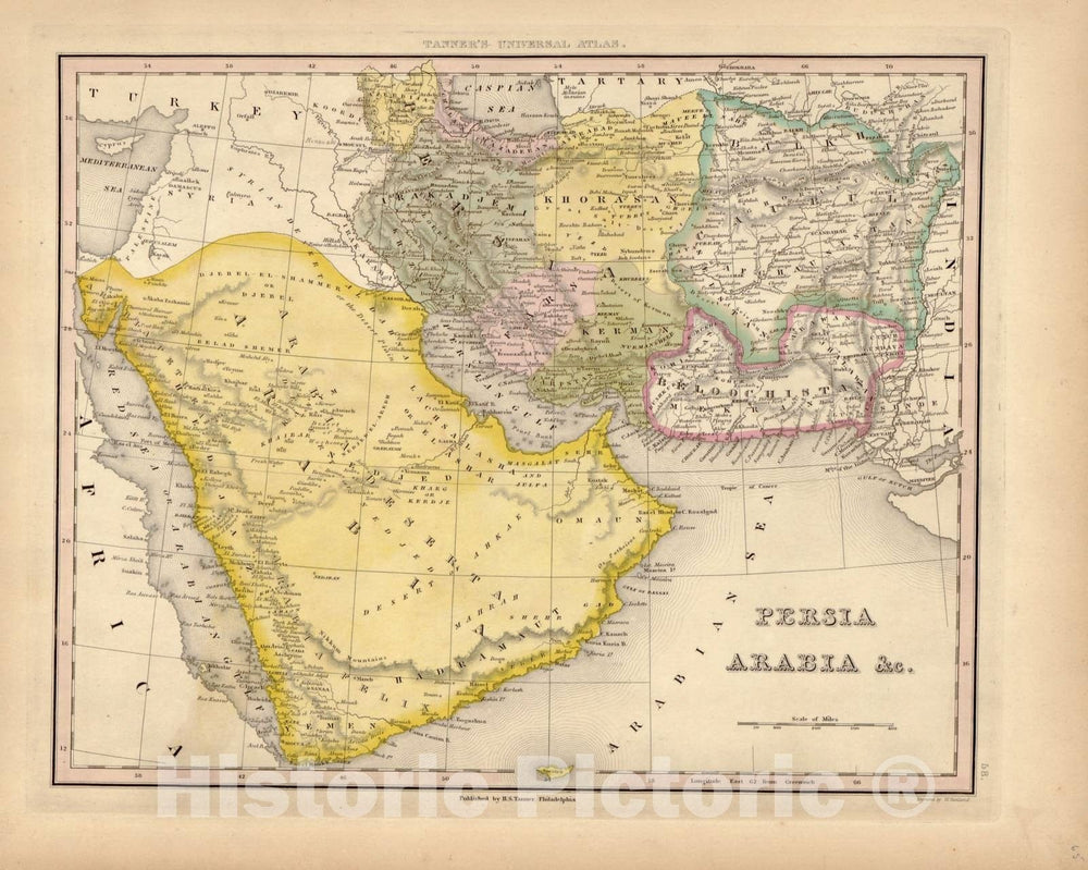 Historic 1844 Map - A New Universal Atlas, containing maps of The Various Empires, Kingdoms - Russia, in Asia and Tartary