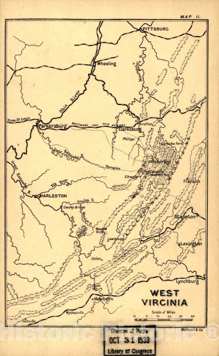 Historic 1905 Map - Maps, Wood's Civil War in The United States. - West Virginia (Map 2)