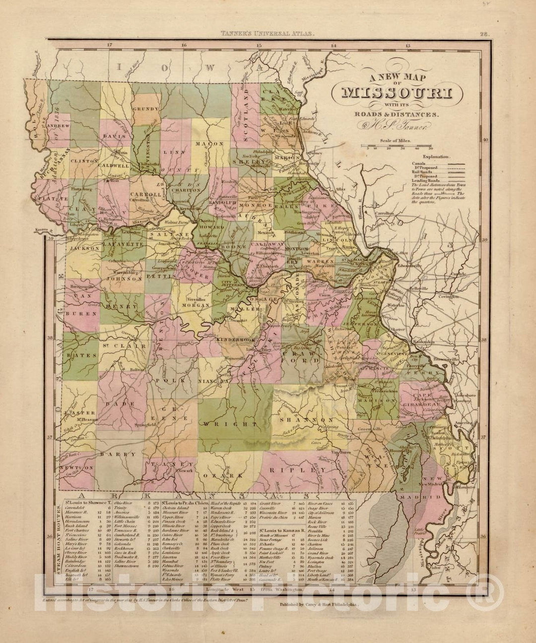 Historic 1844 Map - A New Universal Atlas, containing maps of The Various Empires, Kingdoms - Russia, in Asia and Tartary