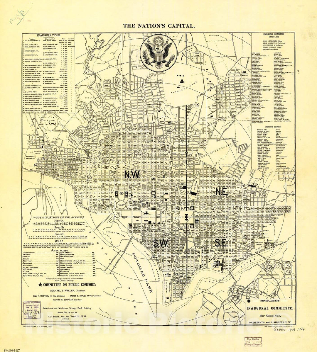 Historic 1909 Map - The nation's Capital : Washington D.C.