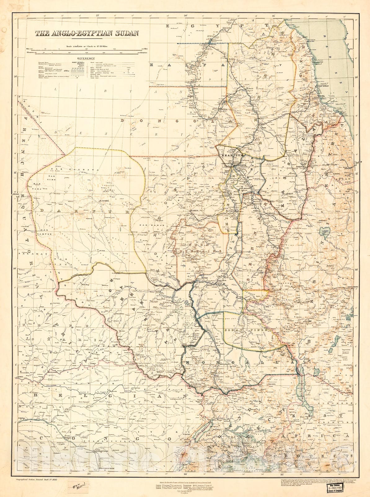 Historic 1914 Map - The Anglo-Egyptian Sudan