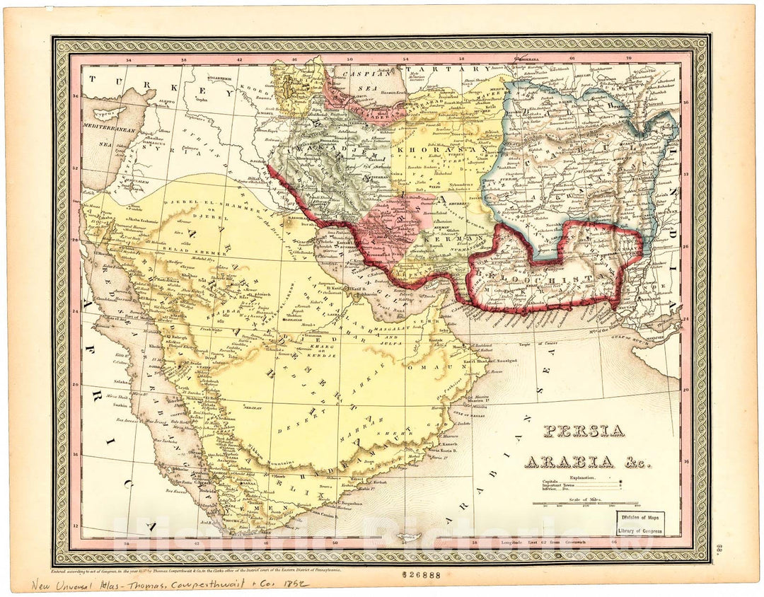 Historic 1852 Map - Persia Arabia