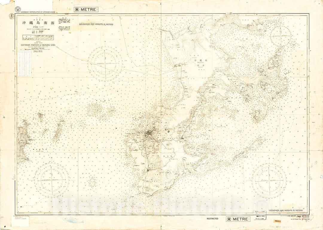 Historic 1937 Map - Okinawajima nanbu : Nihon Nansei Shot = Southern Portion of Okinawa Sima : Nippon Nansei Syot.