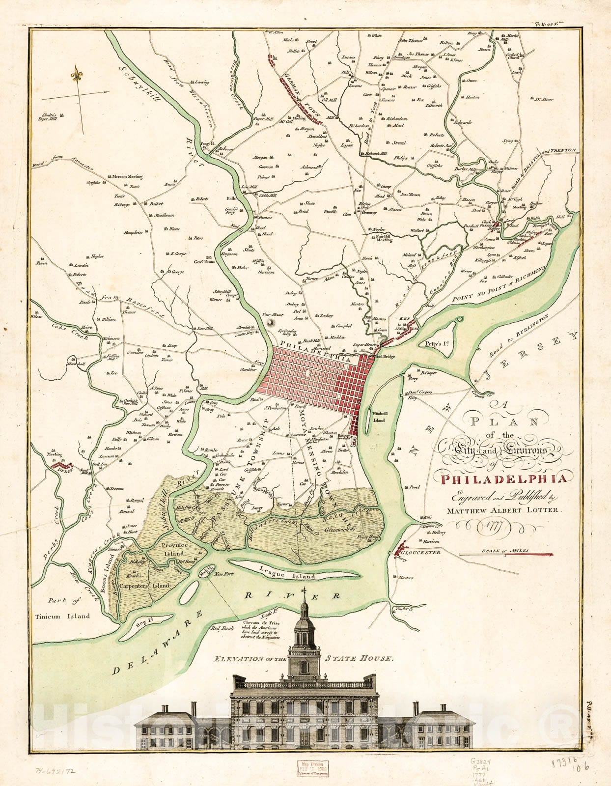 Historic 1777 Map - A Plan Of The City And Environs Of Philadelphia - Pennsylvania - Philadelphia Region (Pa.) Maps Of North America. - Philadelphia - Vintage Wall Art