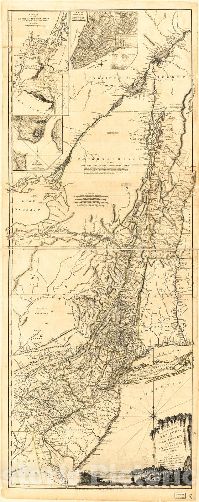 Historic 1775 Map - The Provinces of New York, and New Jersey; with Part of Pensilvania, and The Province of Quebec.