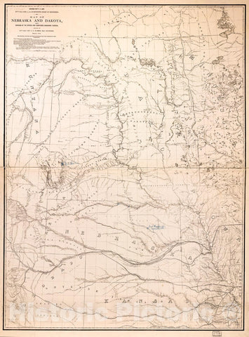 Historic 1867 Map - Map of Nebraska and Dakota and portions of The States and Territories bordering thereon