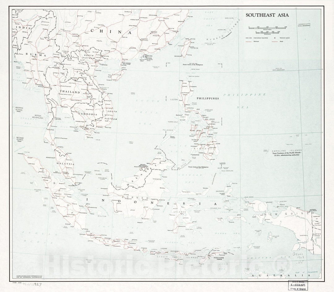 Historic 1963 Map - Southeast Asia. 10-63.