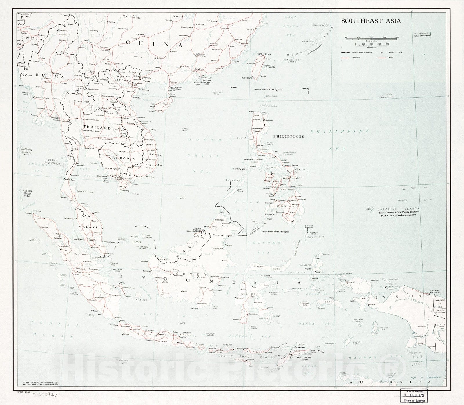 Historic 1963 Map - Southeast Asia. 10-63.