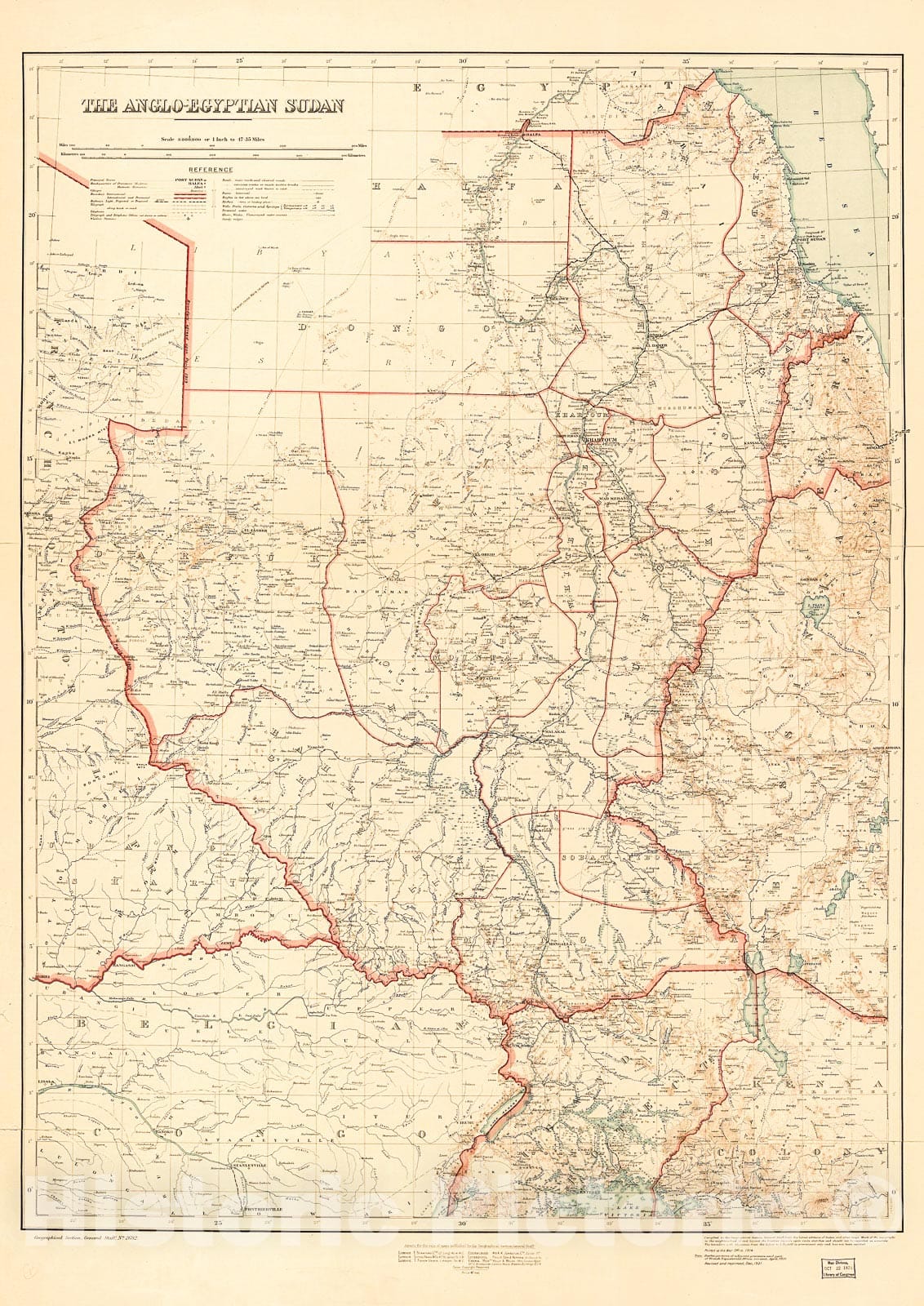 Historic 1921 Map - The Anglo-Egyptian Sudan