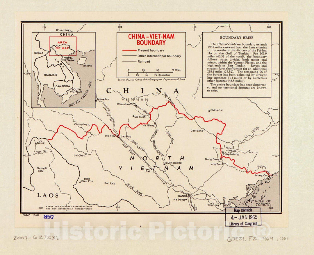 Historic 1964 Map - China-Viet-NAM Boundary.