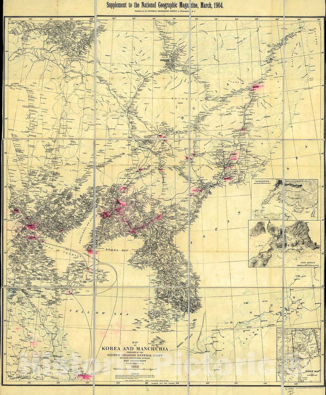 Historic 1904 Map - Map of Korea and Manchuria