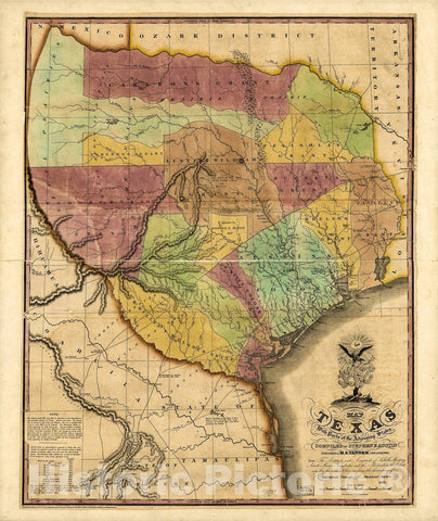 Historic 1837 Map - Map of Texas with Parts of The adjoining States