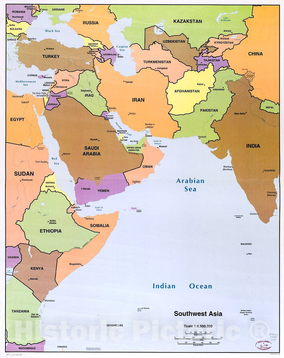 Historic 1996 Map - Southwest Asia.