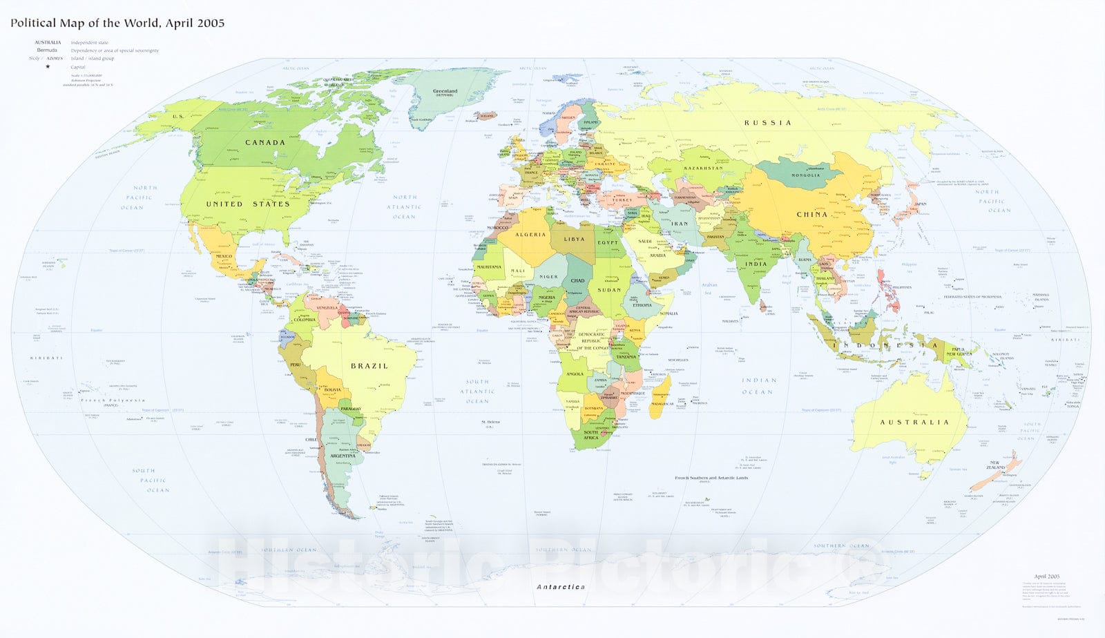 Historic 2005 Map - Political map of The World, April 2005.