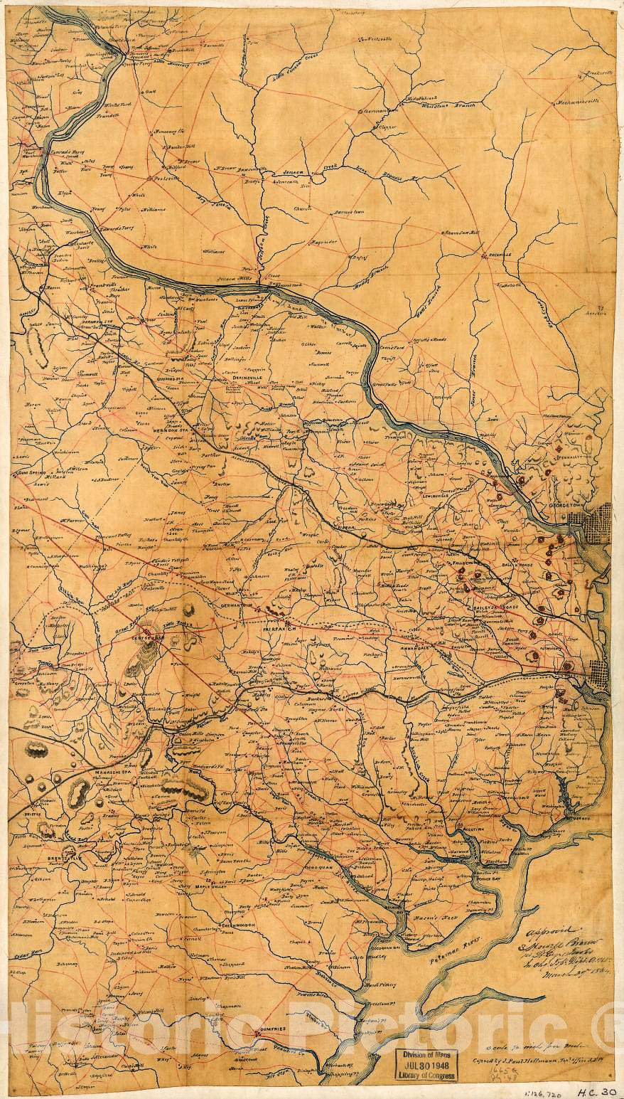 Historic 1864 Map - A map of Fairfax County, and Parts of Loudoun and Prince William Counties, Va, and The District of Columbia