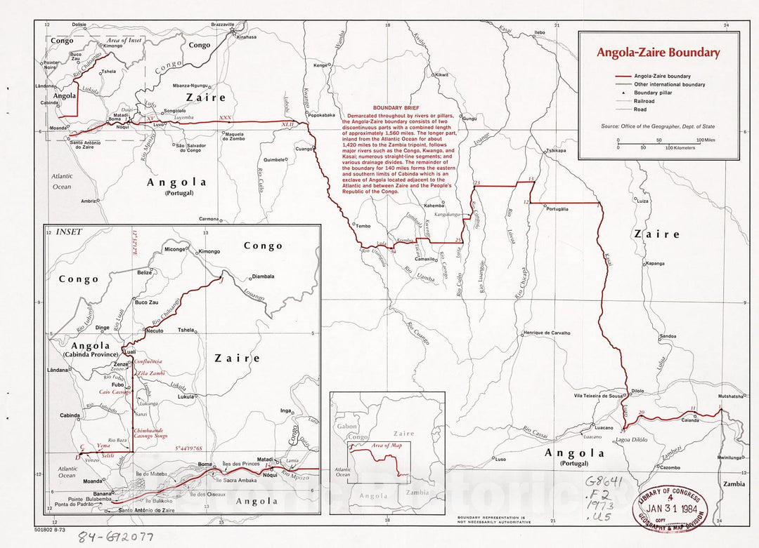 Historic 1971 Map - Angola-South-West Africa Boundary.