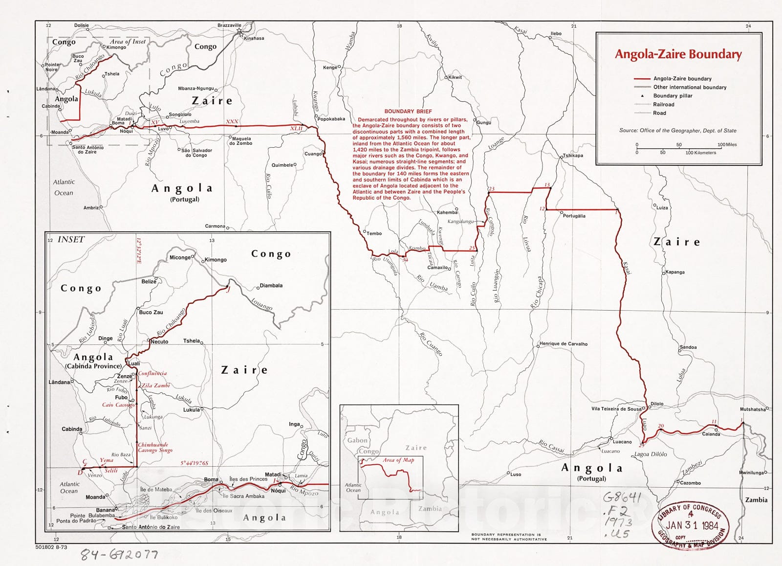 Historic 1971 Map - Angola-South-West Africa Boundary.