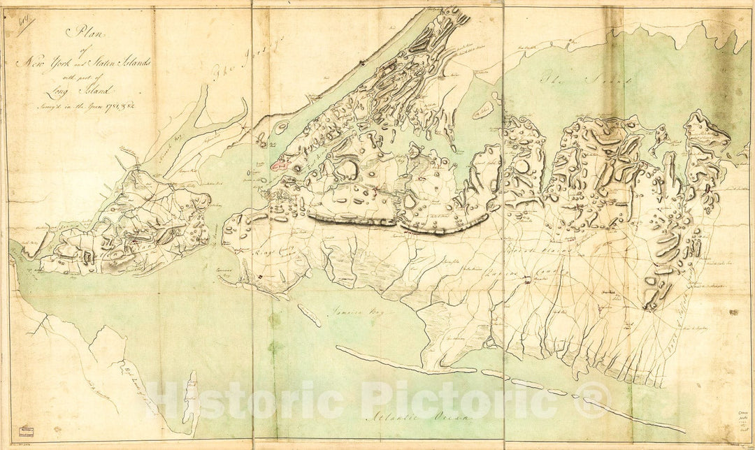 Historic 1782 Map - Plan of New York and Staten Islands with Part of Long Island, survey'd in The Years 1781, 82.