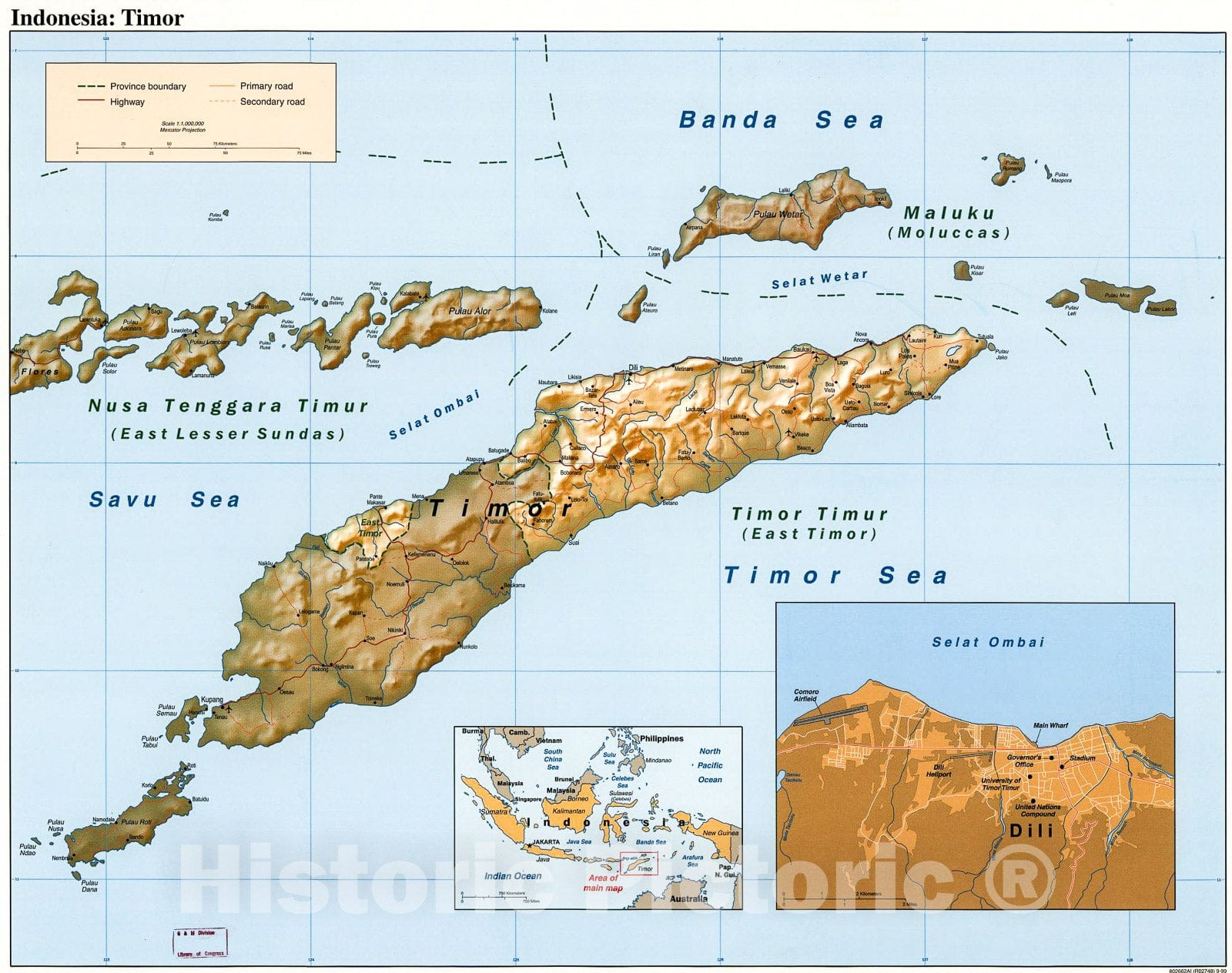 Historic 1999 Map - Indonesia, Timor.