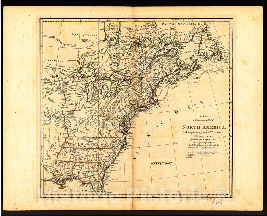 Historic 1771 Map - A New and Accurate map of North America, 2