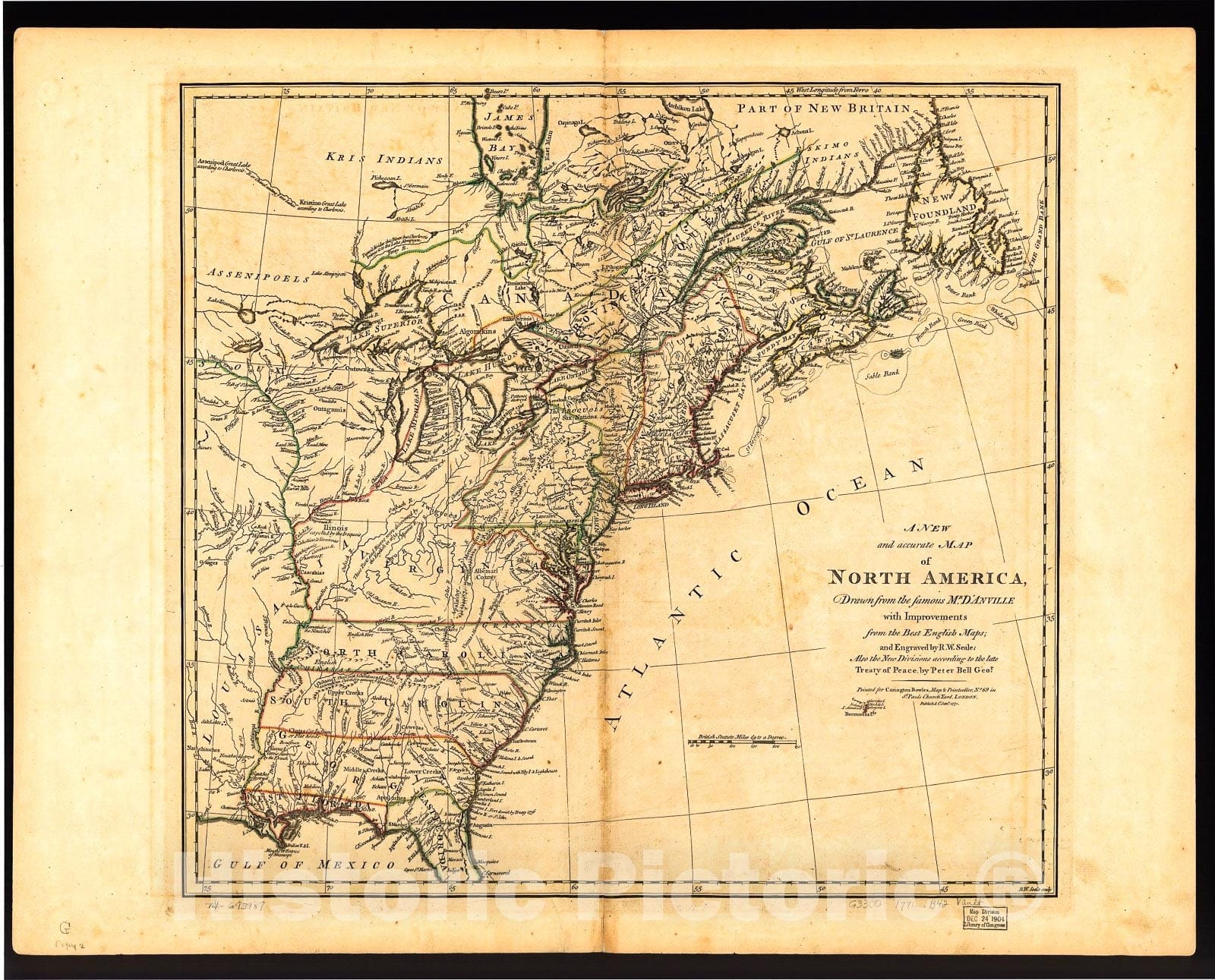 Historic 1771 Map - A New and Accurate map of North America, 2