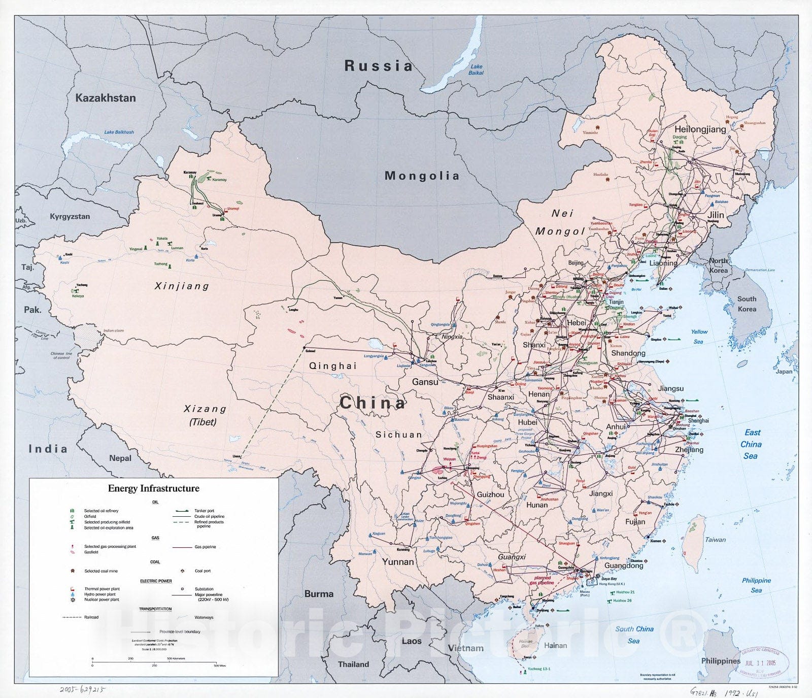 Historic 1992 Map - China Energy Infrastructure.