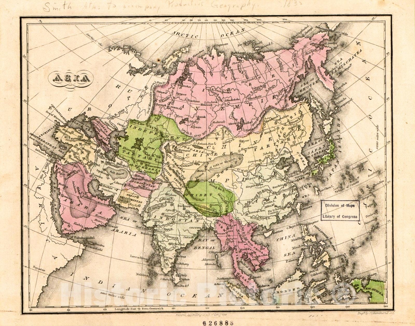 Historic 1835 Map - Asia