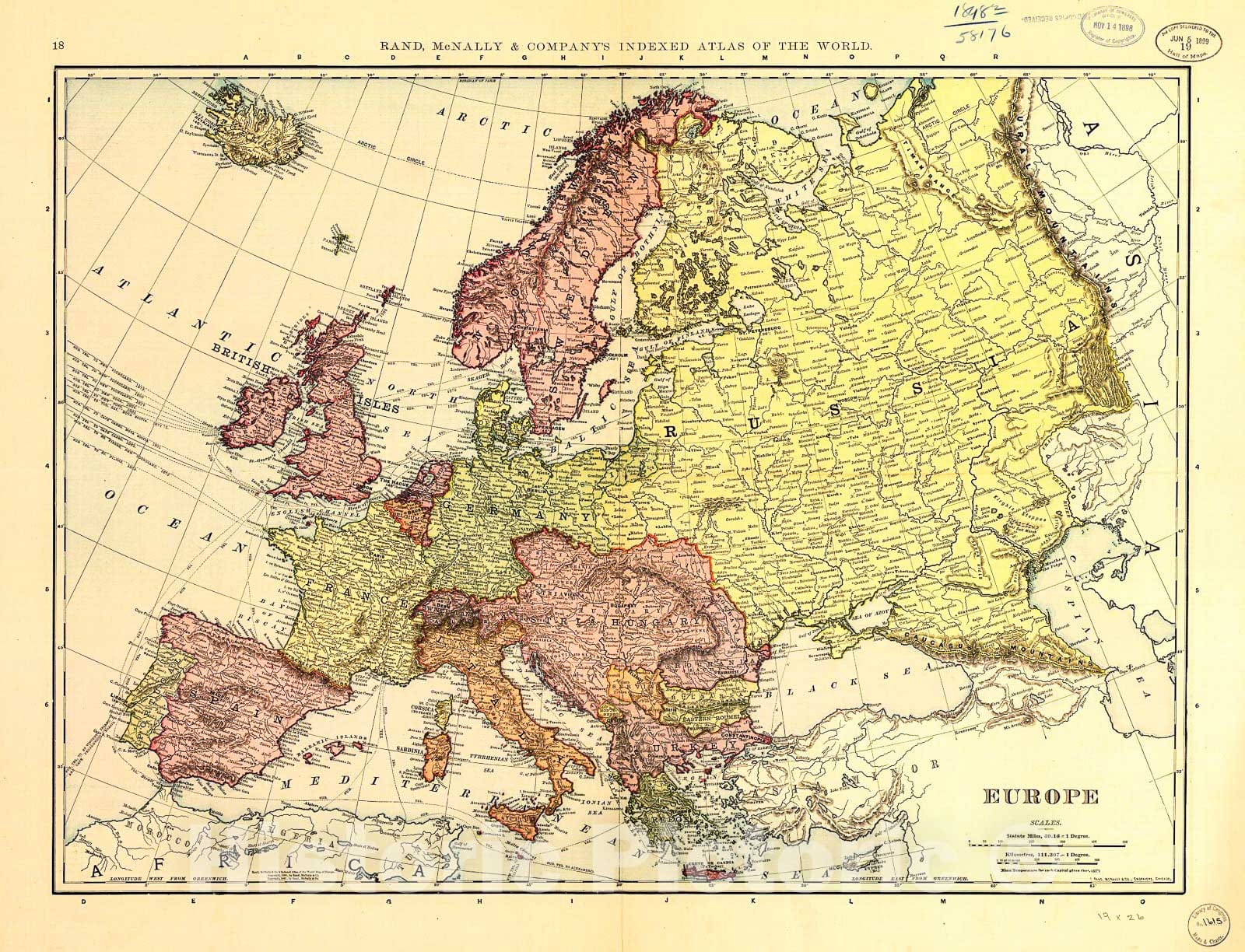 Historic 1898 Map - Europe.