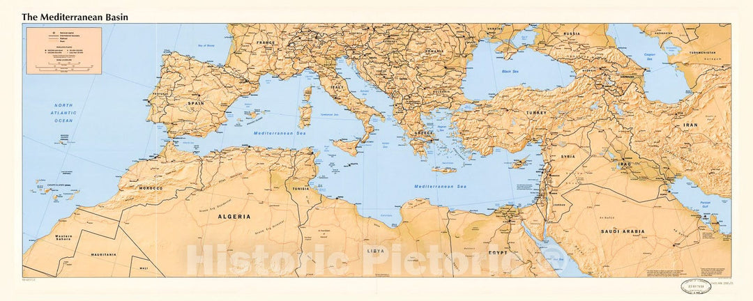 Historic 1998 Map - The Mediterranean Basin.