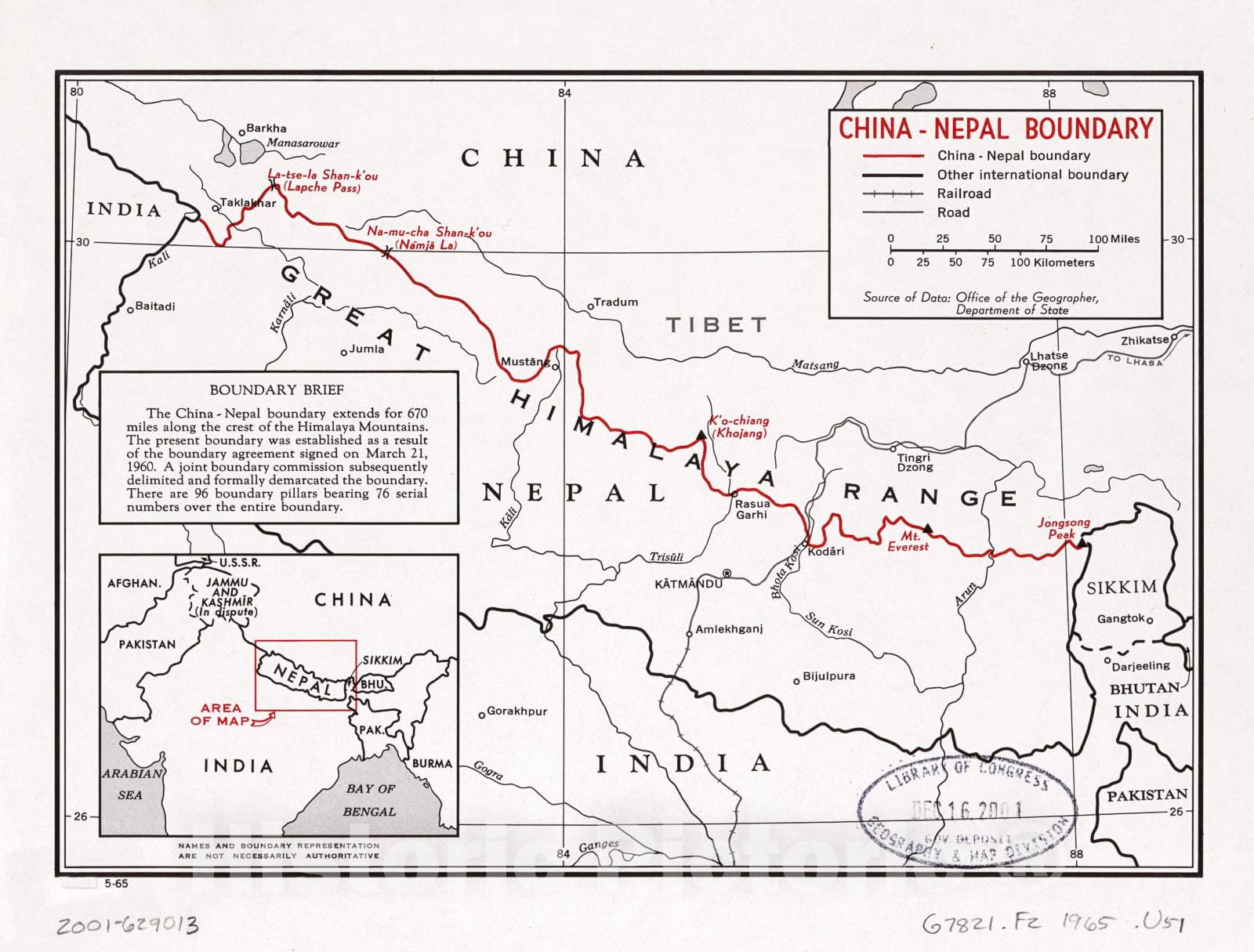 Historic 1968 Map - China-Nepal Boundary.