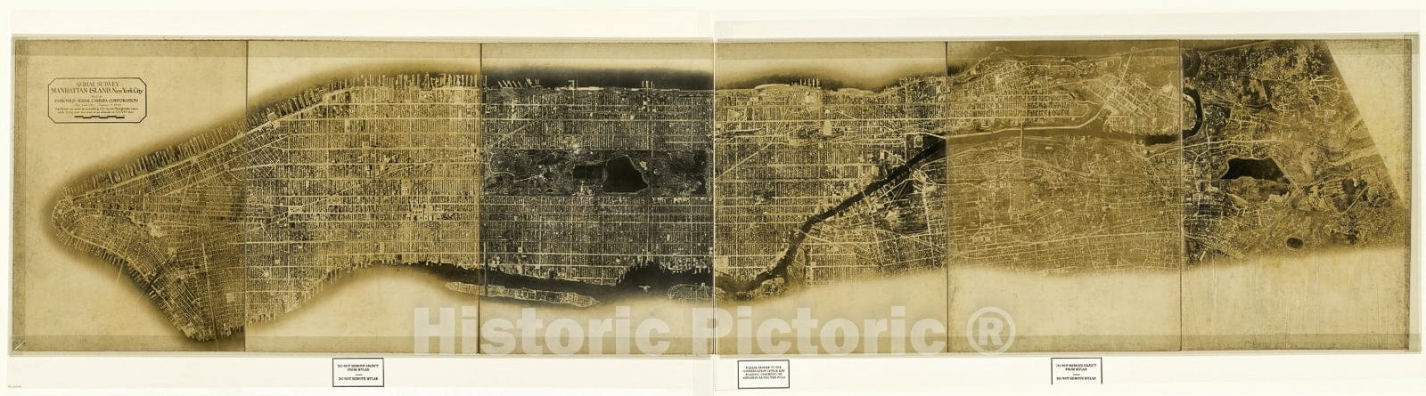 Historic 1921 Map - Aerial Survey, Manhattan Island, New York City