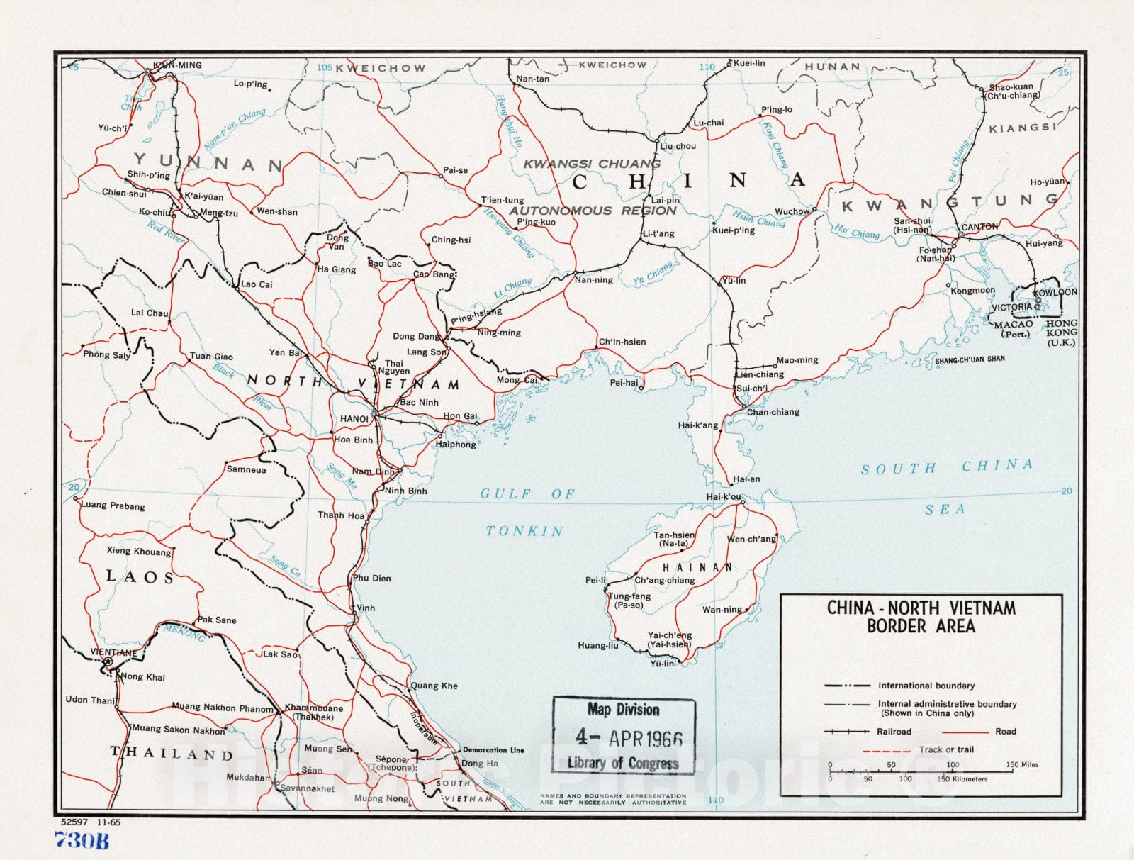 Historic 1965 Map - China-North Vietnam Border Area.