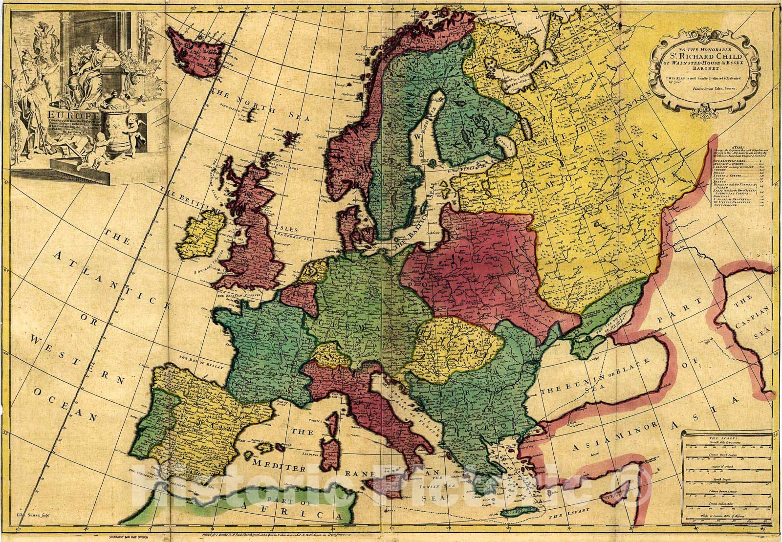 Historic 1700 Map - Europe.