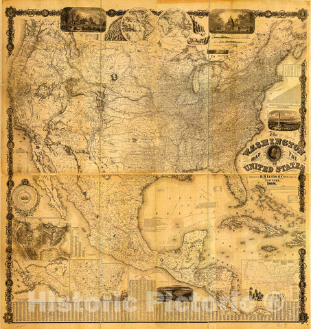 Historic 1868 Map - The Washington map of The United States.