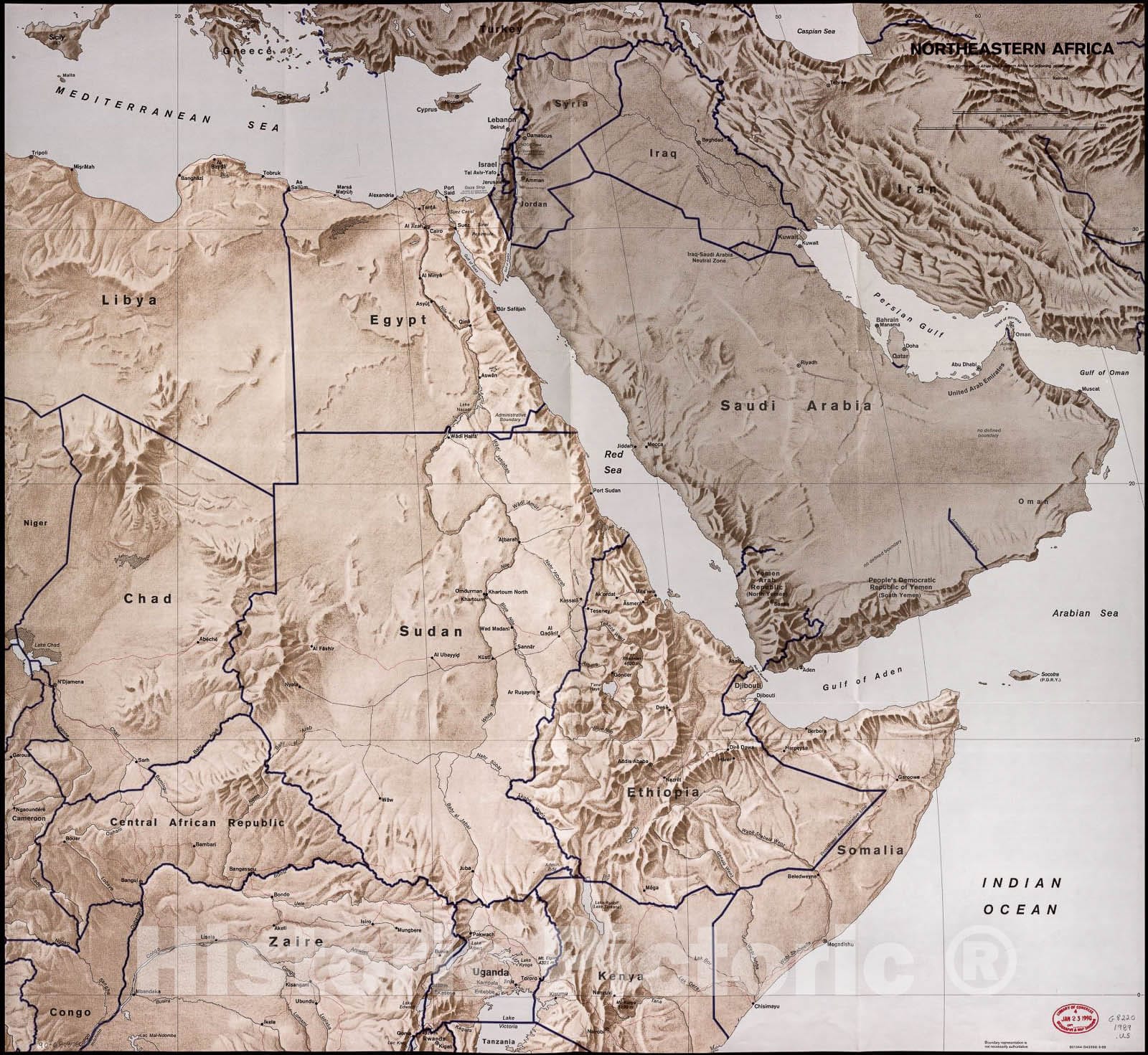 Historic 1989 Map - Northeastern Africa.