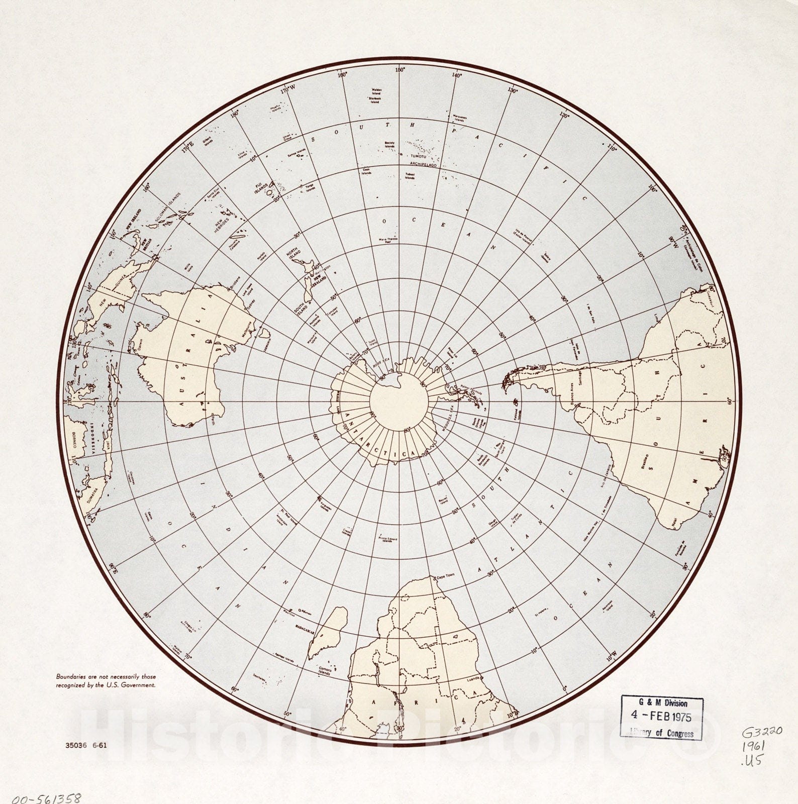 Historic 1961 Map - Map of Southern Hemisphere